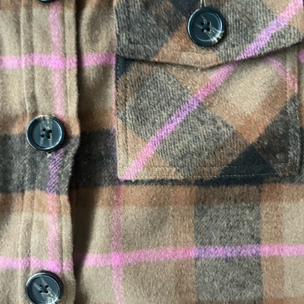 BB Dakota by Steve Madden Brown Plaid Shacket, M - Picture 5 of 7